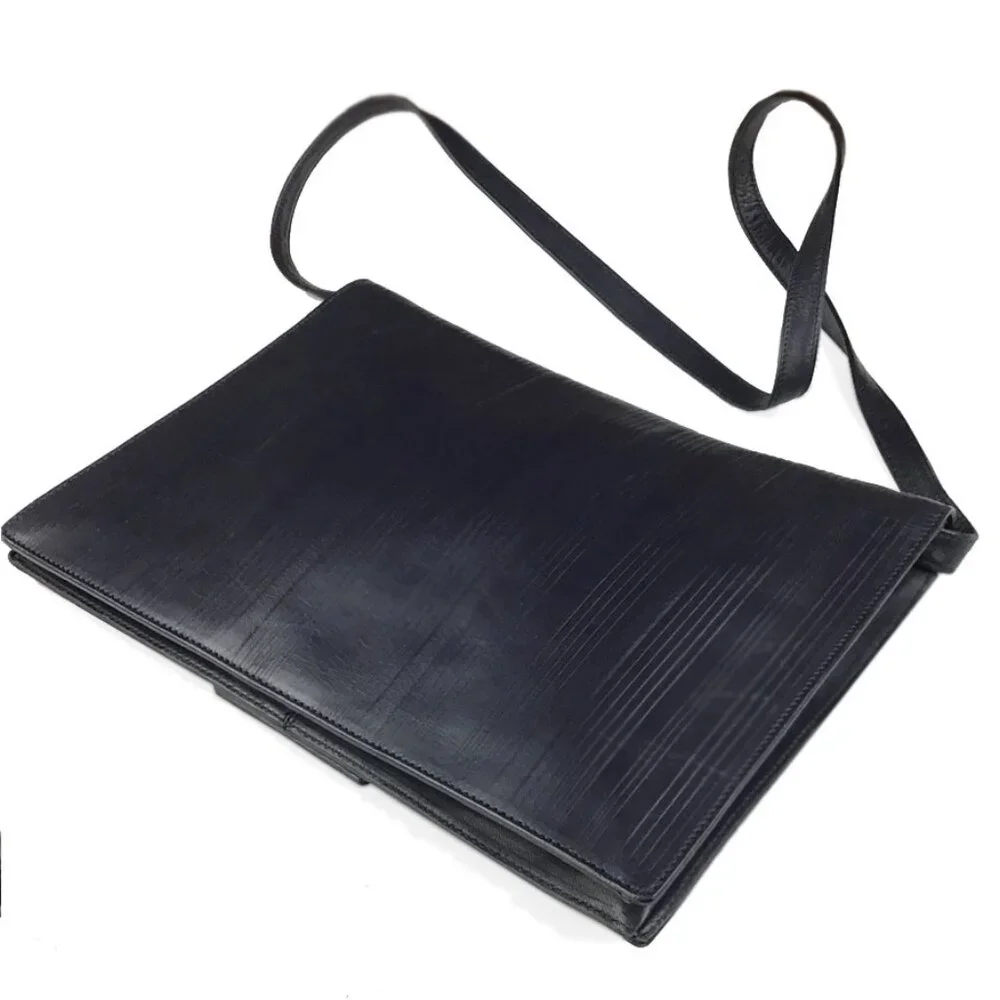 Gianni Versace Vintage Black Ribbed Leather Convertible Shoulder Bag - Picture 5 of 15
